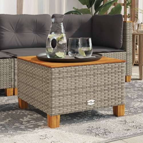 Vrtni stol sivi 55 x 55 x 36 cm od poliratana i bagremovog drva - Siva 1 Puno tkanje Cijena