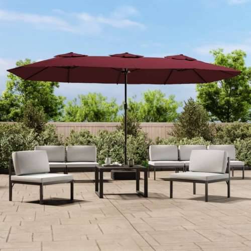Dvostruki vrtni suncobran s LED svjetlima bordo 449 x 245 cm - Crvena 1 Cijena