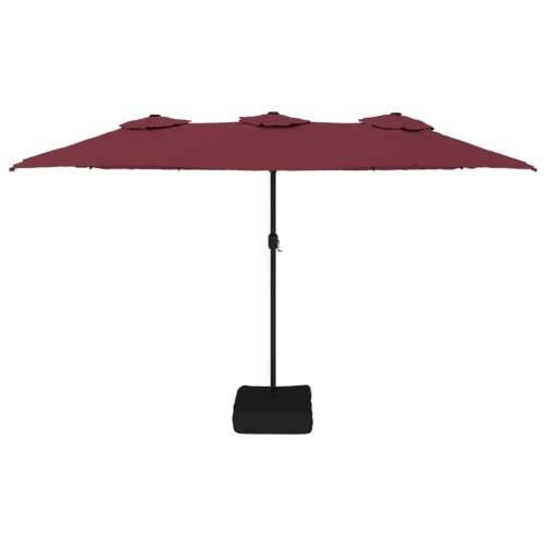 Dvostruki vrtni suncobran s LED svjetlima bordo 449 x 245 cm - Crvena 1 Cijena