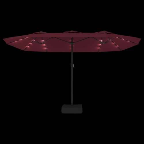 Dvostruki vrtni suncobran s LED svjetlima bordo 449 x 245 cm - Crvena 1 Cijena
