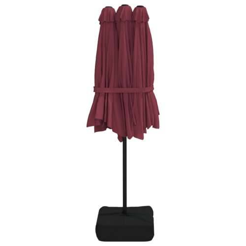 Dvostruki vrtni suncobran s LED svjetlima bordo 449 x 245 cm - Crvena 1 Cijena