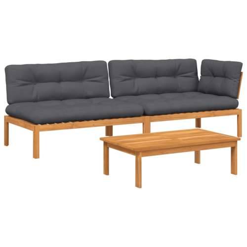Vrtna garnitura - 3-dijelni set vrtnih sofa od paleta s jastucima od drva bagrema - Antracit 1 Tamno smeđa Cijena