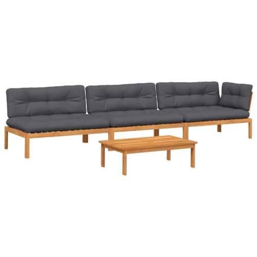 Vrtna garnitura - 4-dijelni set vrtnih sofa od paleta s jastucima od drva bagrema - Antracit 1 kutna + 2x srednja + stol Tamno s Cijena