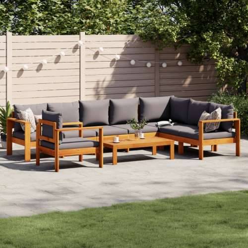 6-dijelna set vrtnih sofa s jastucima masivno bagremovo drvo - Tamno siva kutna + stolica + 3x Sofa + stol 1 Cijena