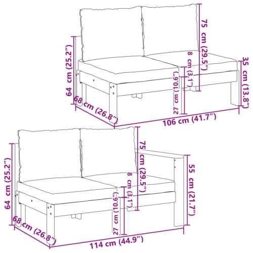 6-dijelna set vrtnih sofa s jastucima masivno bagremovo drvo - Tamno siva kutna + stolica + 3x Sofa + stol 1 Cijena