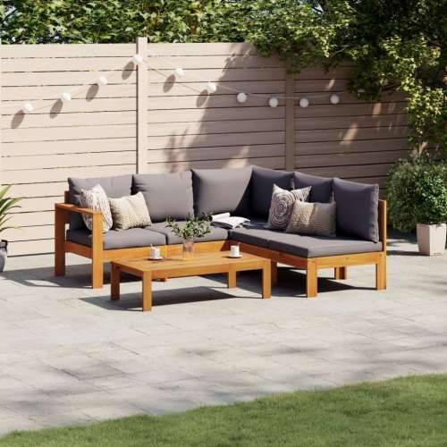 Vrtna garnitura - 4-dijelni set vrtnih sofa s jastucima masivno bagremovo drvo - Tamno siva 2x Sofa + kutna + stol 1 Cijena