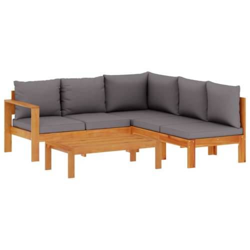 Vrtna garnitura - 4-dijelni set vrtnih sofa s jastucima masivno bagremovo drvo - Tamno siva 2x Sofa + kutna + stol 1 Cijena