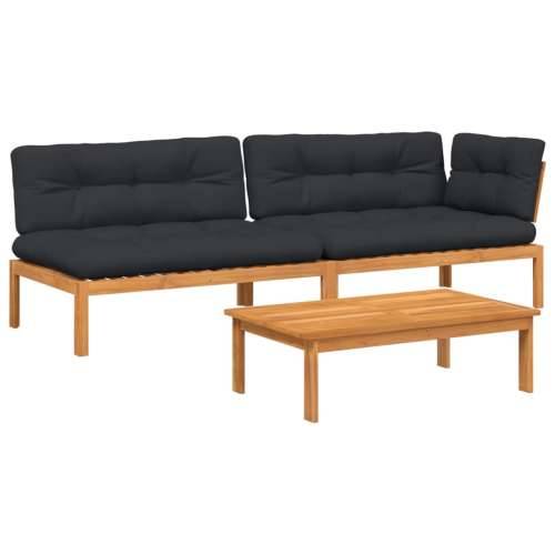Vrtna garnitura - 3-dijelni set vrtnih sofa od paleta s jastucima od drva bagrema - Crna 1 Tamno smeđa Cijena