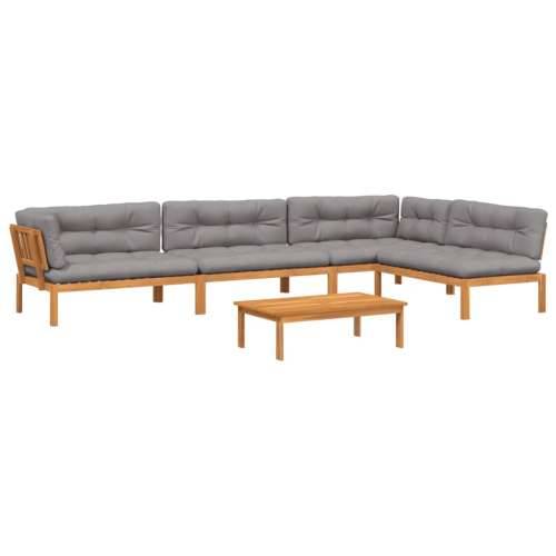 5-dijelna set vrtnih sofa od paleta s jastucima od drva bagrema - Siva 1 2x srednja + 2x kutna + stol Tamno smeđa Cijena