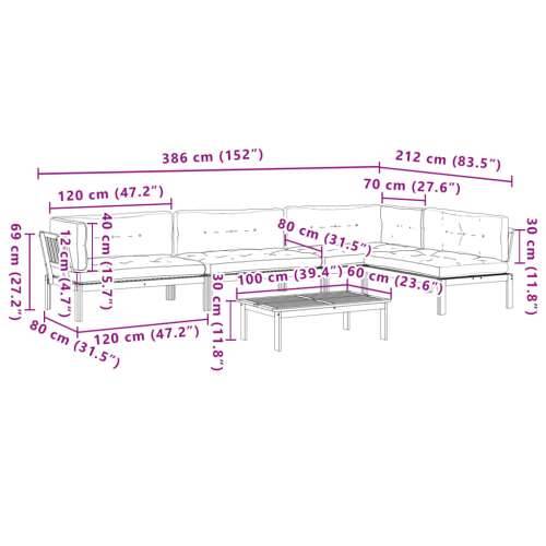 5-dijelna set vrtnih sofa od paleta s jastucima od drva bagrema - Siva 1 2x srednja + 2x kutna + stol Tamno smeđa Cijena