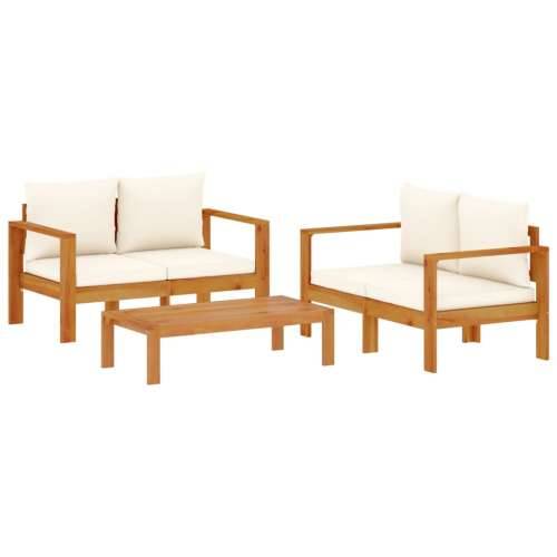3-dijelna set vrtnih sofa s jastucima masivno bagremovo drvo - Krema 2x Sofa + stol 1 Cijena