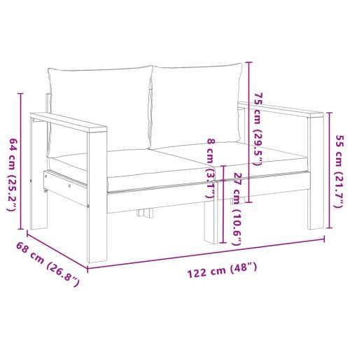 3-dijelna set vrtnih sofa s jastucima masivno bagremovo drvo - Krema 2x Sofa + stol 1 Cijena