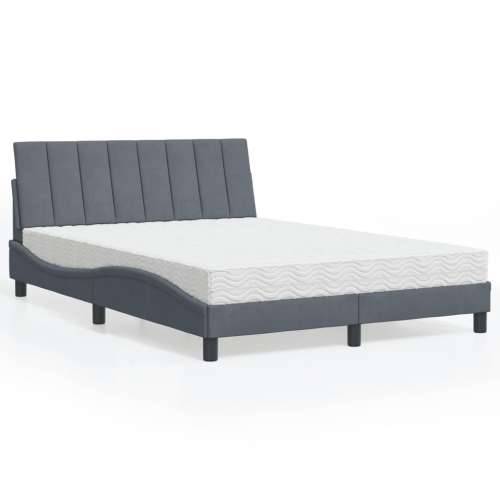 Krevet s madracem tamnosivi 140x190 cm baršunasti - Tamno siva 140 x 190 cm Cijena