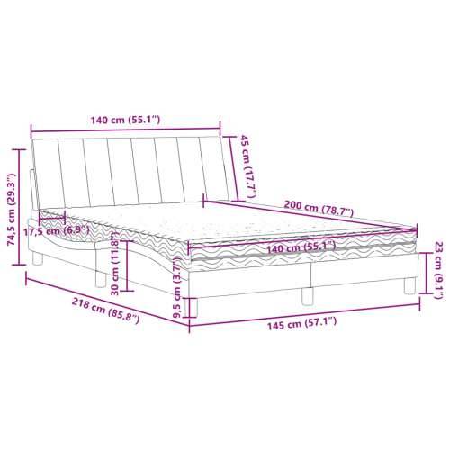 Krevet s madracem svjetlosivi 140x200 cm baršunasti Svjetlosiva 140 x 200 cm Cijena