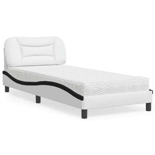 Krevet s madracem bijeli-crni 90 x 190 cm od umjetne kože - Bijela i crna 90 x 190 cm Cijena