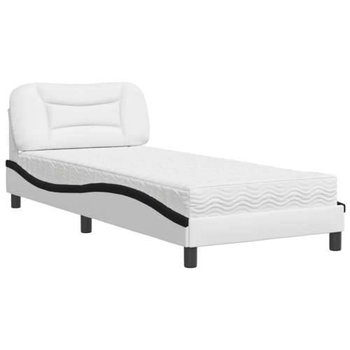 Krevet s madracem bijeli-crni 90 x 190 cm od umjetne kože - Bijela i crna 90 x 190 cm Cijena