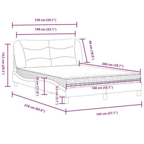 Krevet s madracem sivi 140x200 cm od umjetne kože - Siva 140 x 200 cm Cijena