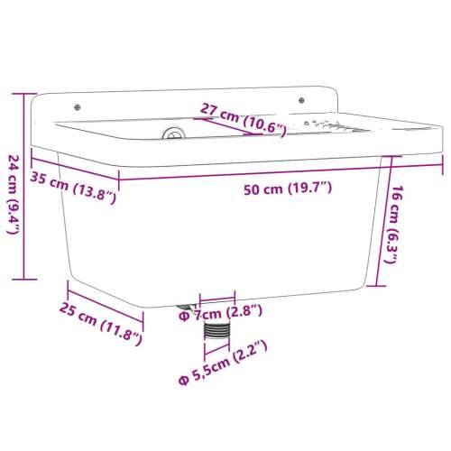 Lavabo - Umivaonik za zidnu montažu bijeli 50 x 35 x 24 cm od smole - Bijela 50 x 35 x 24 cm Cijena