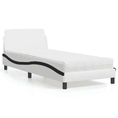 Krevet s madracem bijeli-crni 90 x 190 cm od umjetne kože - Bijela i crna 90 x 190 cm Cijena