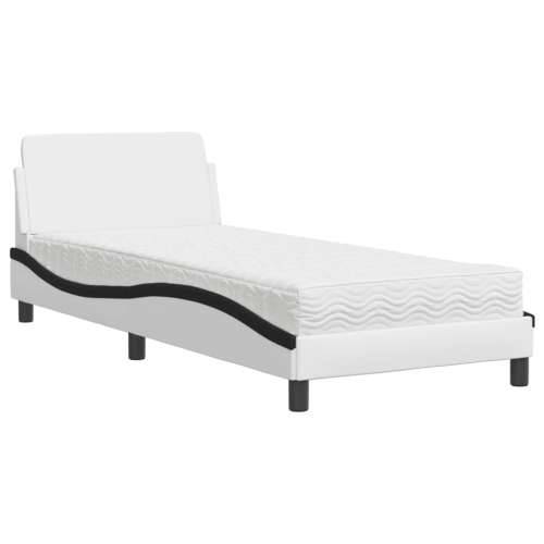 Krevet s madracem bijeli-crni 90 x 190 cm od umjetne kože - Bijela i crna 90 x 190 cm Cijena
