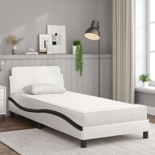 Krevet s madracem bijeli-crni 90 x 190 cm od umjetne kože - Bijela i crna 90 x 190 cm Cijena
