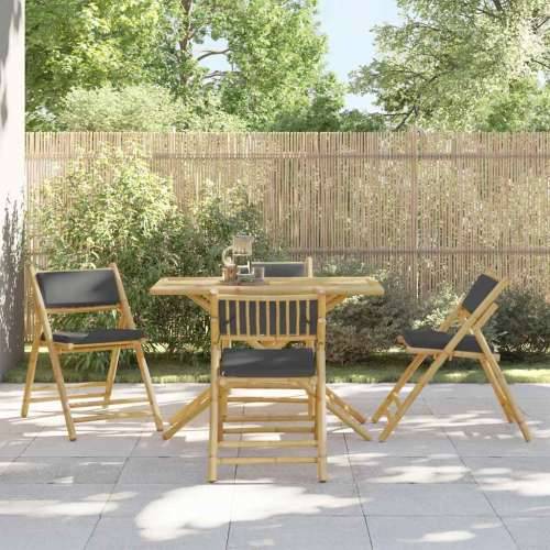 5-dijelni sklopivi bistro set s tamnosivim jastucima od bambusa - Tamno siva 1 Cijena