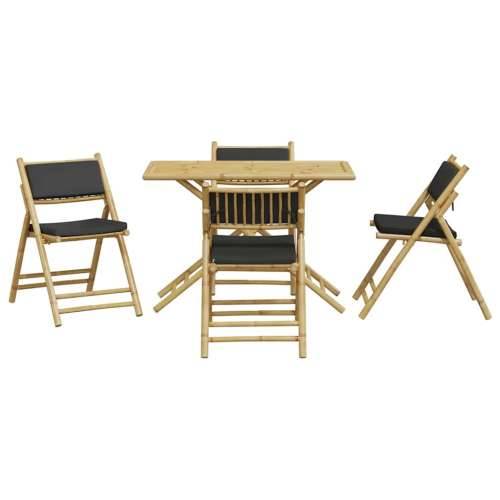 5-dijelni sklopivi bistro set s tamnosivim jastucima od bambusa - Tamno siva 1 Cijena