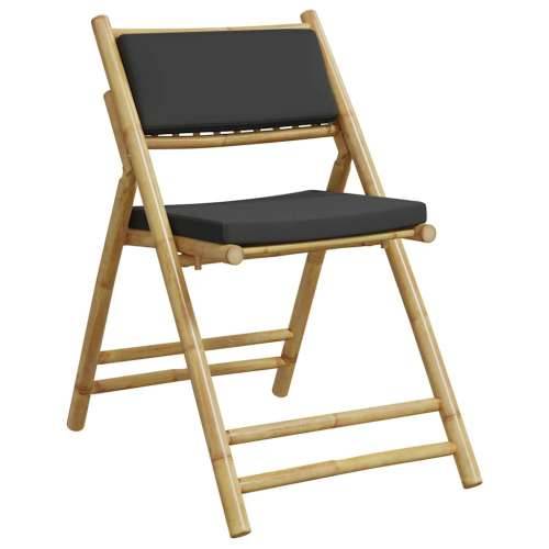 5-dijelni sklopivi bistro set s tamnosivim jastucima od bambusa - Tamno siva 1 Cijena