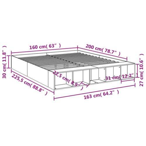 Okvir za krevet bijeli 160x200 cm konstruirano drvo - Bijela 160 x 200 cm Cijena