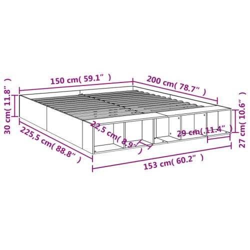 Okvir za krevet bijeli 150x200 cm konstruirano drvo - Bijela 150 x 200 cm Cijena