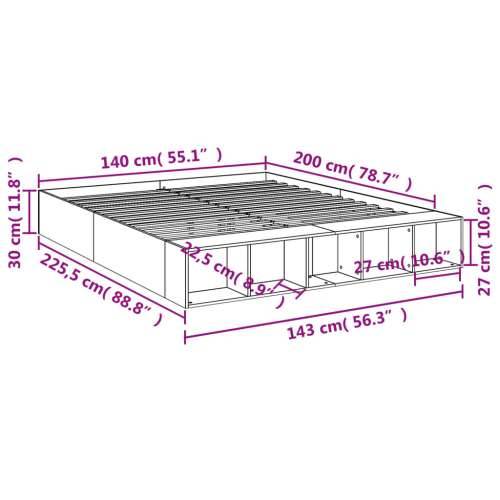 Okvir kreveta crni 140 x 200 cm od konstruiranog drva - Crna 140 x 200 cm Cijena