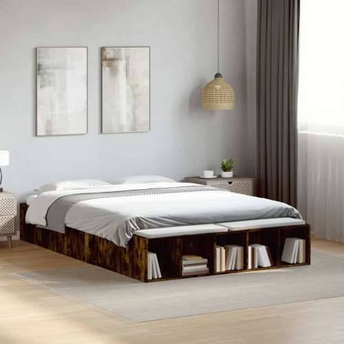 Okvir za krevet boja hrasta 140x190 cm konstruirano drvo - Dimljeni hrast 140 x 190 cm Cijena