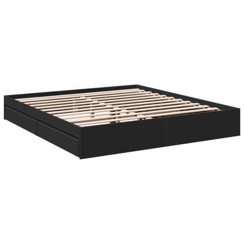 Okvir za krevet s ladicama crni 180x200 cm konstruirano drvo Crna 180 x 200 cm Cijena