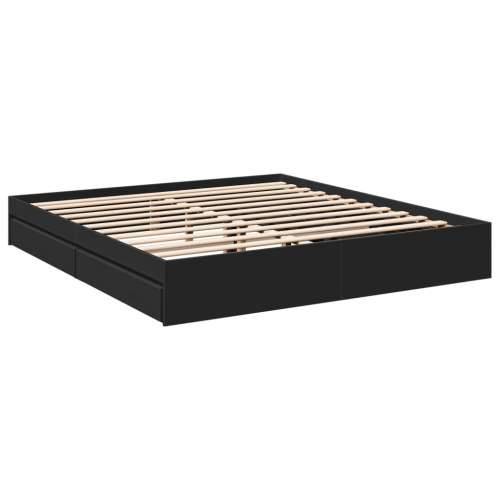 Okvir za krevet s ladicama crni 180x200 cm konstruirano drvo Crna 180 x 200 cm Cijena