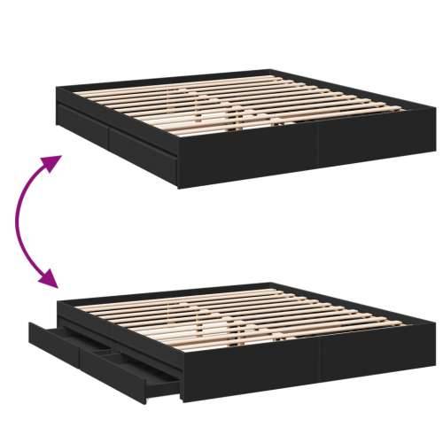 Okvir za krevet s ladicama crni 180x200 cm konstruirano drvo Crna 180 x 200 cm Cijena