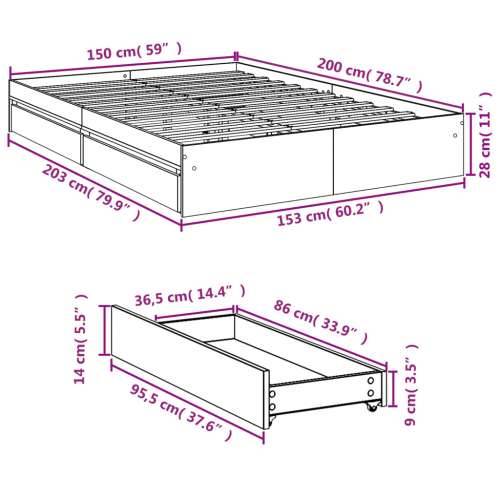 Okvir kreveta s ladicama boja hrasta 150x200 cm drveni Dimljeni hrast 150 x 200 cm Cijena