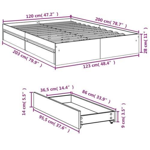 Okvir kreveta s ladicama boja hrasta 120x200 cm Dimljeni hrast 120 x 200 cm Cijena