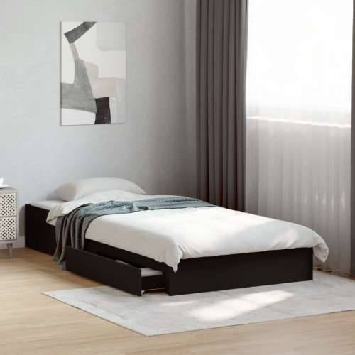 Okvir kreveta s ladicama crni 90 x 190 cm konstruirano drvo Crna 90 x 190 cm Cijena