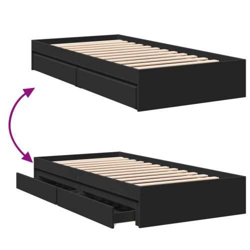Okvir kreveta s ladicama crni 90 x 190 cm konstruirano drvo Crna 90 x 190 cm Cijena