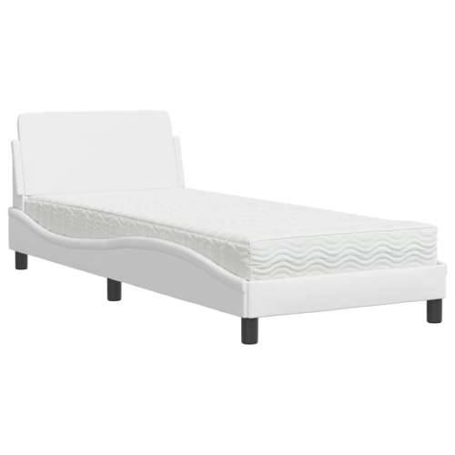 Krevet s madracem bijeli 90 x 190 cm od umjetne kože - Bijela 90 x 190 cm Cijena