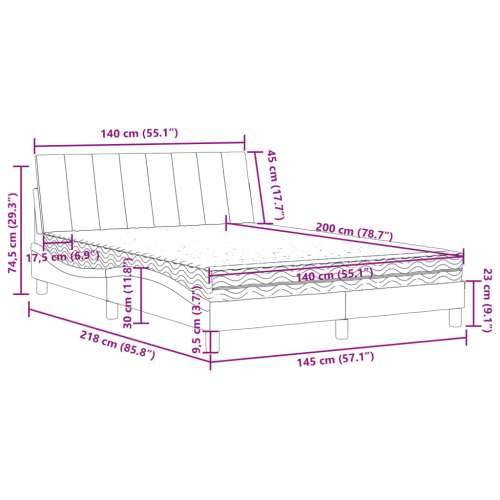 Krevet s madracem tamnosivi 140x200 cm baršunasti - Tamno siva 140 x 200 cm Cijena