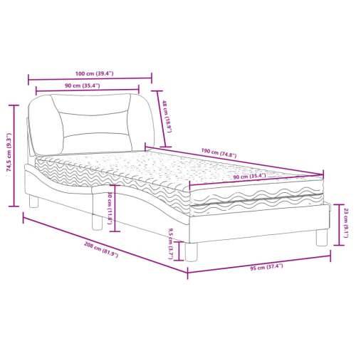 Krevet s madracem crni 90x190 cm od umjetne kože - Crna 90 x 190 cm Cijena