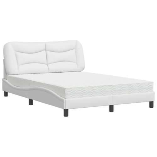 Krevet s madracem bijeli 140x190 cm od umjetne kože - Bijela 140 x 190 cm Cijena