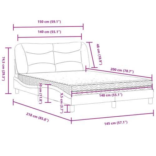 Krevet s madracem bijeli i crni 140 x 200 cm od umjetne kože - Bijela i crna 140 x 200 cm Cijena