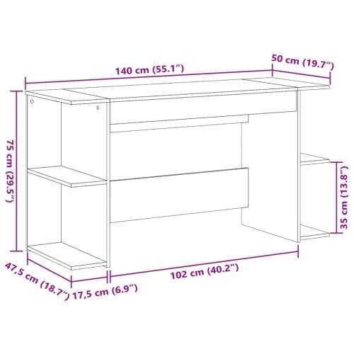 Radni stol crni 140 x 50 x 75 cm od konstruiranog drva - Crna Cijena