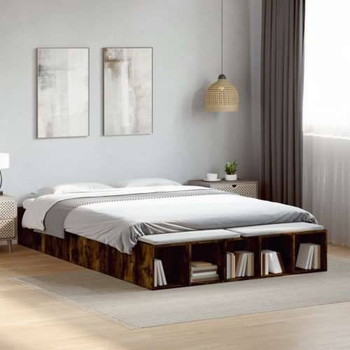 Okvir za krevet boja hrasta 150 x 200 cm konstruirano drvo - Dimljeni hrast 150 x 200 cm Cijena
