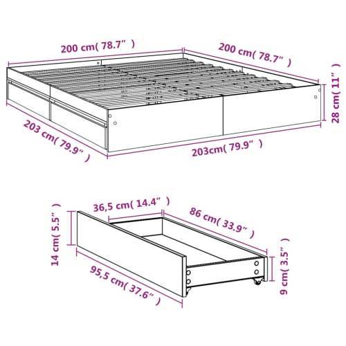 Okvir kreveta s ladicama boja hrasta 200x200 cm Dimljeni hrast 200 x 200 cm Cijena