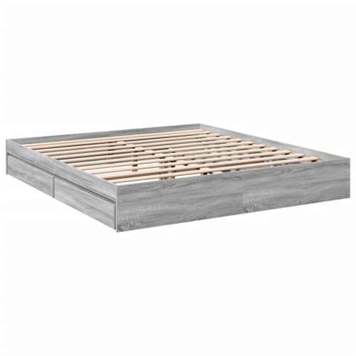Okvir za krevet s ladicama boja hrasta 200x200 cm drveni Sivi hrast sonoma 200 x 200 cm Cijena