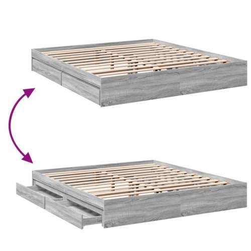 Okvir za krevet s ladicama boja hrasta 200x200 cm drveni Sivi hrast sonoma 200 x 200 cm Cijena