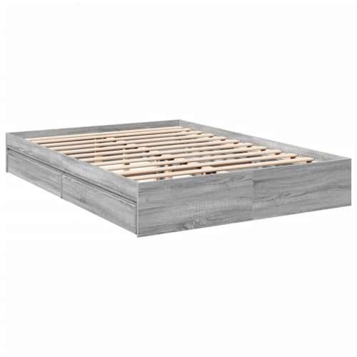 Okvir za krevet s ladicama boja hrasta 150x200 cm drveni Sivi hrast sonoma 150 x 200 cm Cijena